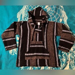 Earthbound Black, Brown & White Drug Rug Hoodie NEW S